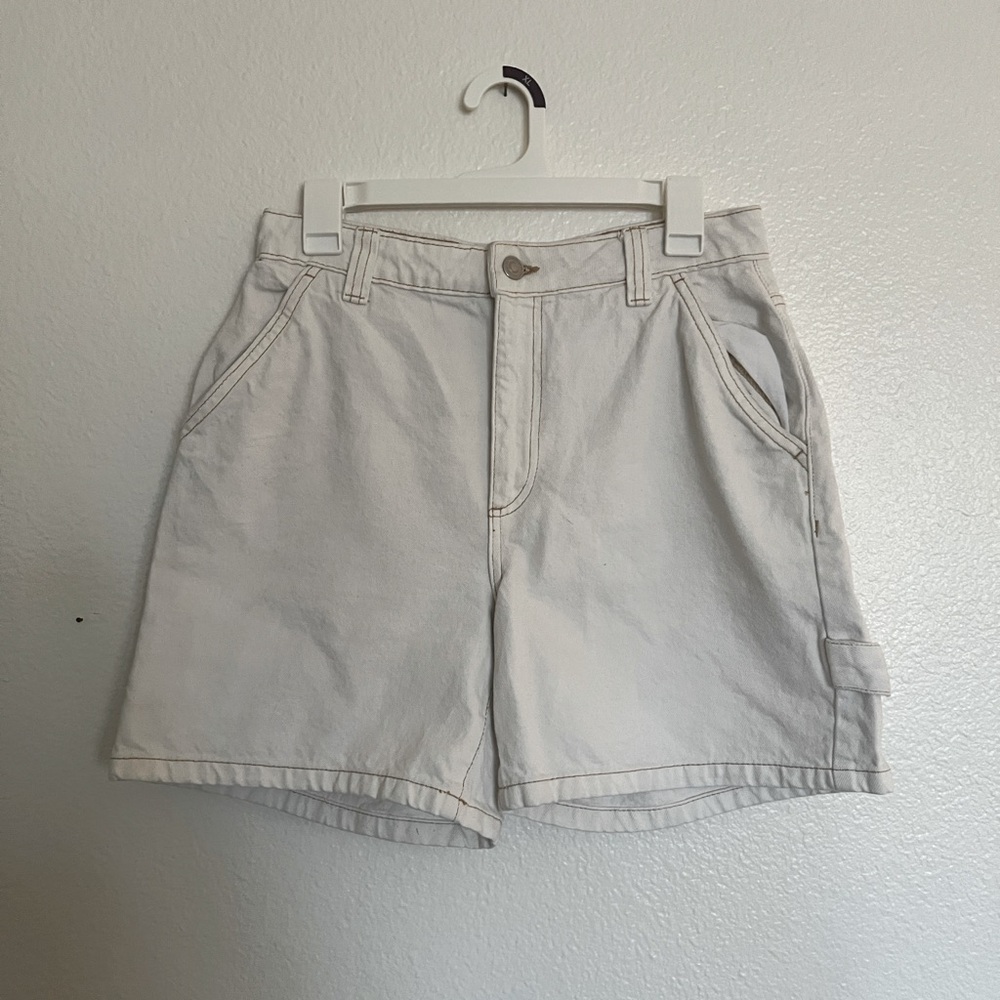 NEW white cargo jean shorts